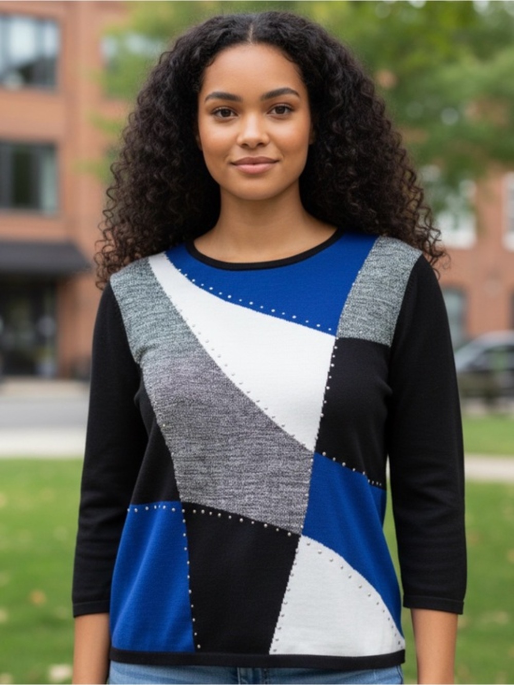 🫶🏻 Alfred Dunner Embellished Colorblock Sweater